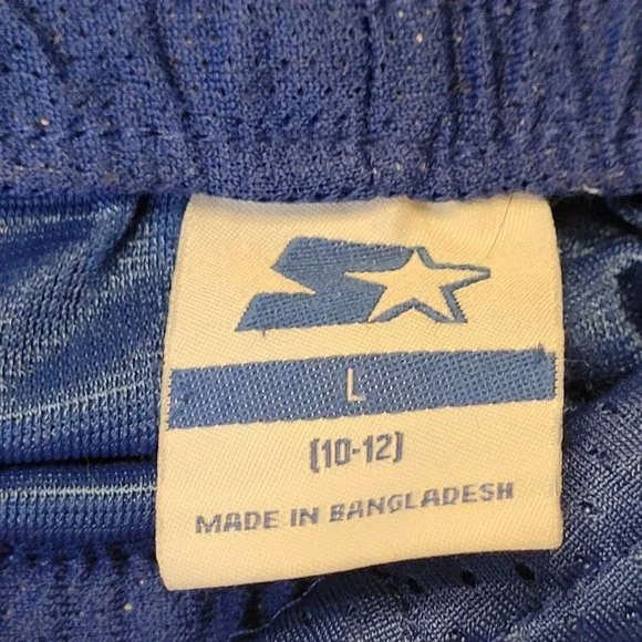 Vintage Starter Blue Mesh Running Sweat Shorts With Pockets Size L 10-12 - Picture 4 of 14